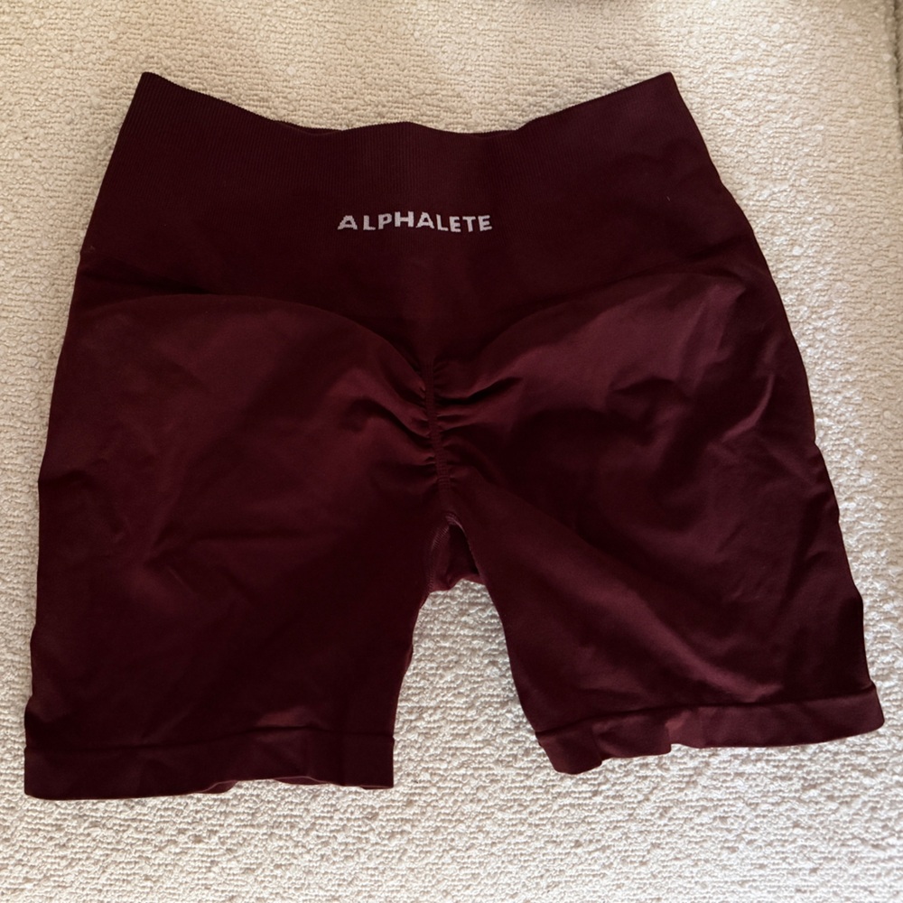 Alphalete Seamless High-Waist Athletic Shorts — Burgundy